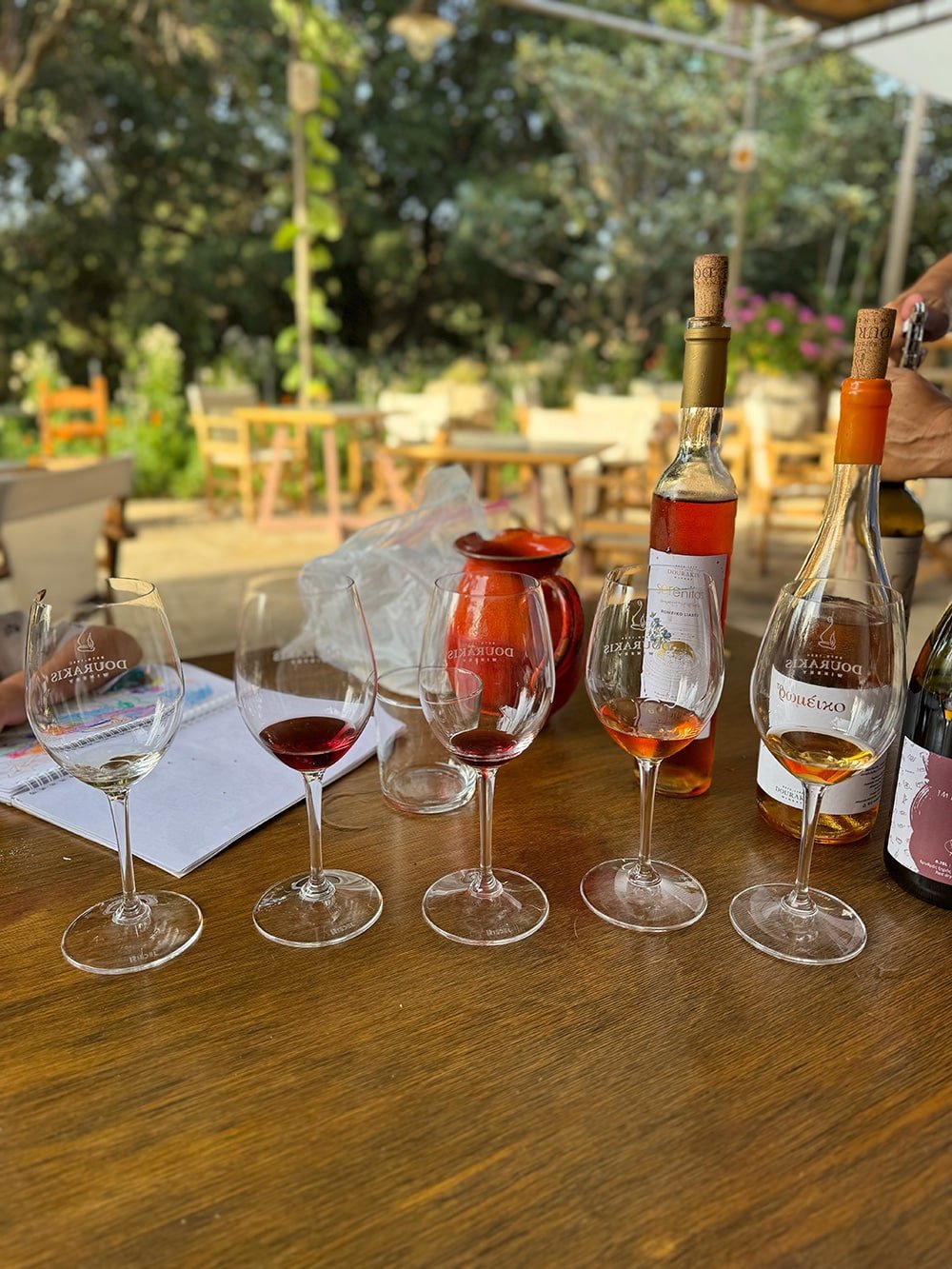 Copas de una cata guiada con varios vinos